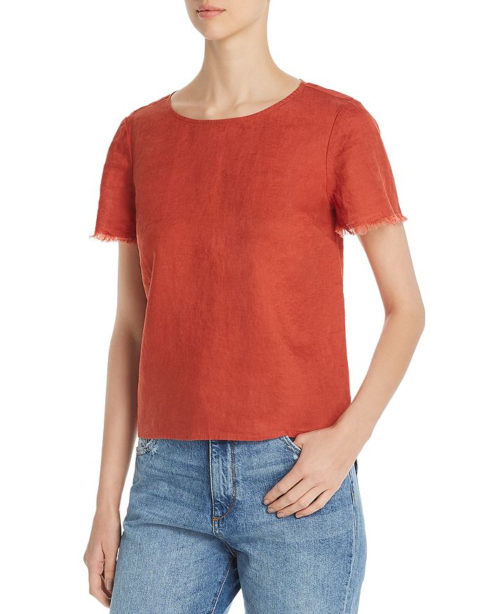 Vince Camuto Frayed-sleeve Linen Tee - 100% Exclusive In Canyon Sunsent