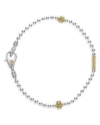 Sterling Silver & 18K Yellow Gold Caviar Icon Row Bracelet