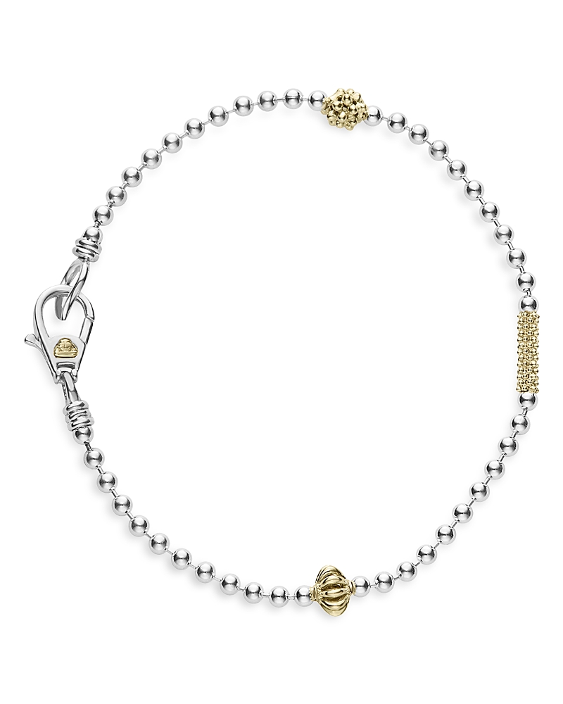 Lagos Sterling Silver & 18K Yellow Gold Caviar Icon Row Bracelet