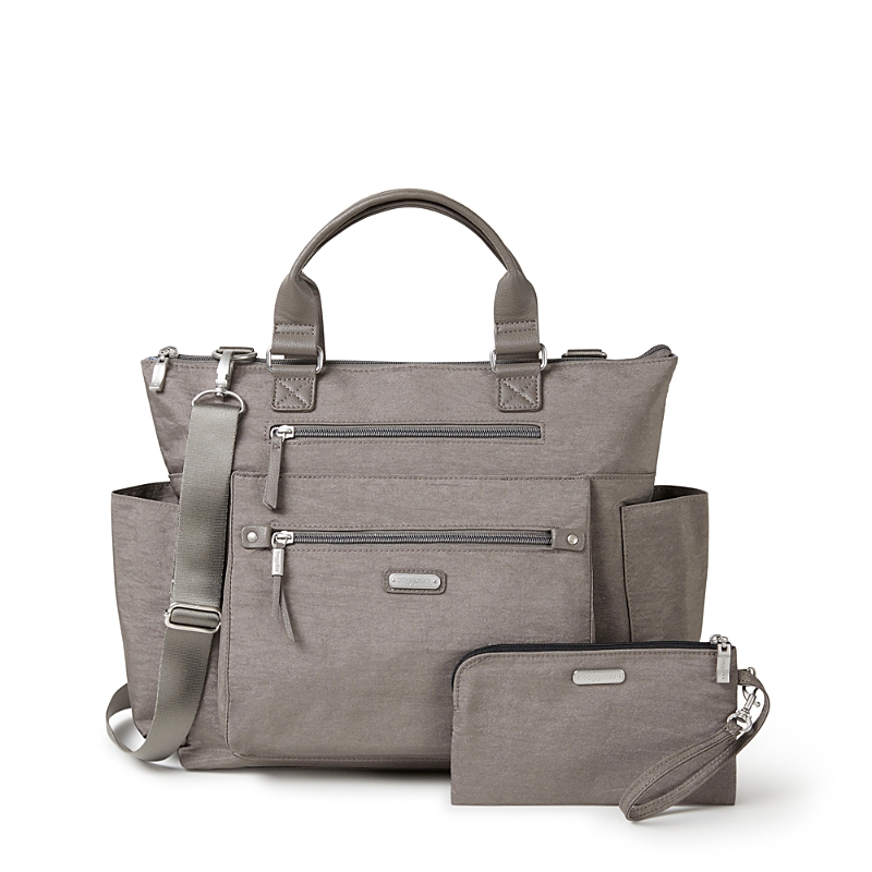 Baggallini 3-in-1 Convertible Backpack With Rfid Phone Wristlet In Sterling Shimmer