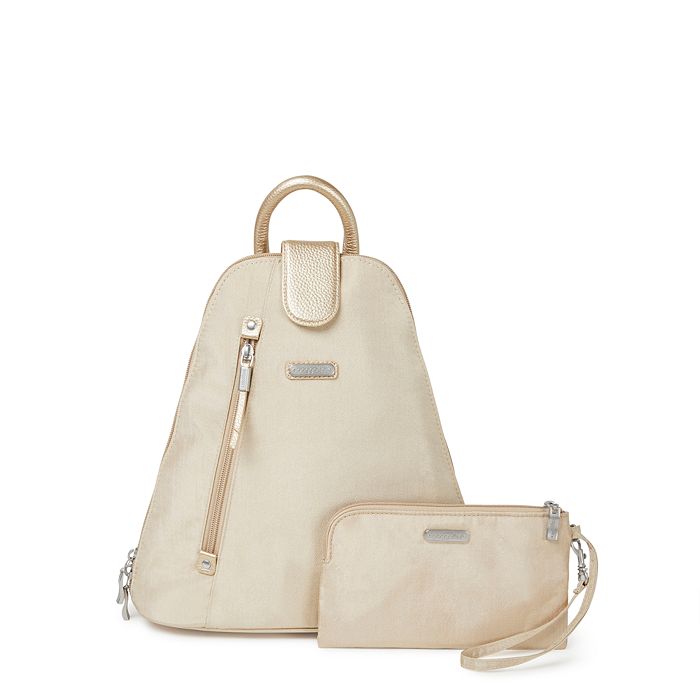 Baggallini New Classic Metro Backpack With Rfid Phone Wristlet In Champagne Shimmer
