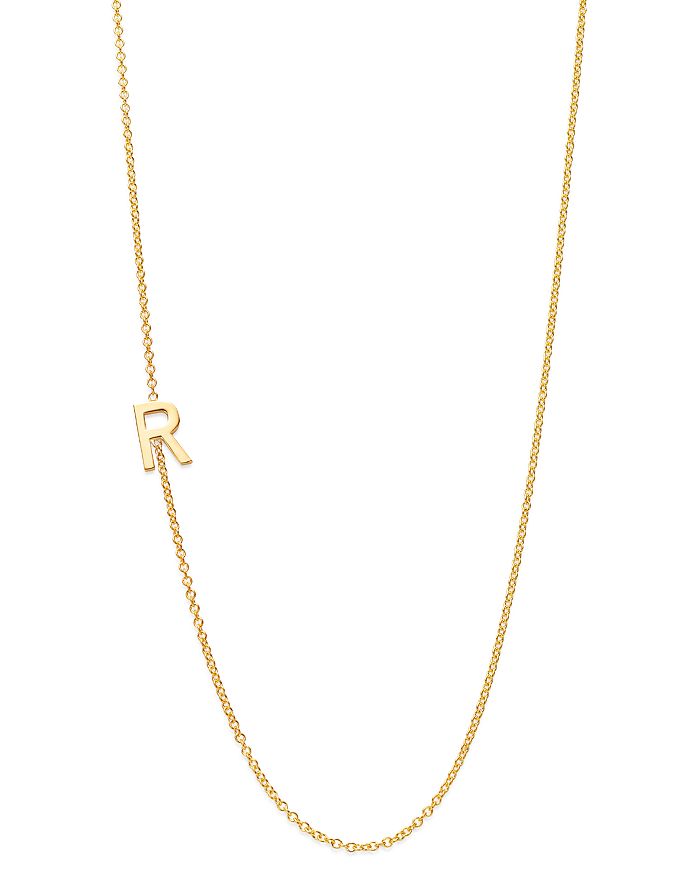 Shop Zoe Lev 14k Yellow Gold Asymmetrical Initial Pendant Necklace, 18l In R/gold