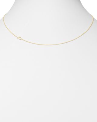 14K Yellow Gold Asymmetrical Initial Pendant Necklace, 18"L