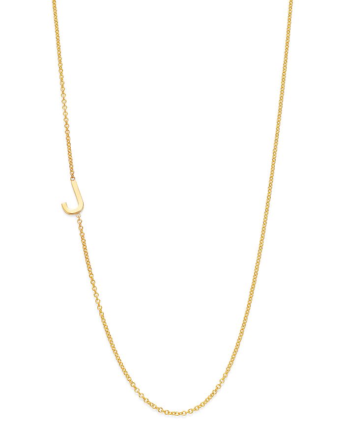 Shop Zoe Lev 14k Yellow Gold Asymmetrical Initial Pendant Necklace, 18l In J/gold