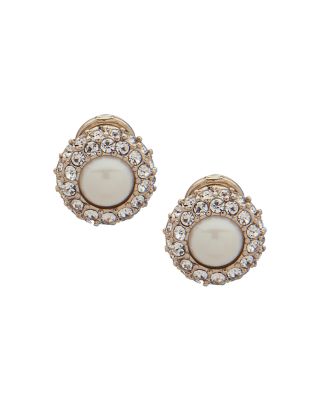 Ralph Lauren - Pav&eacute; & Imitation Pearl Clip-On Earrings