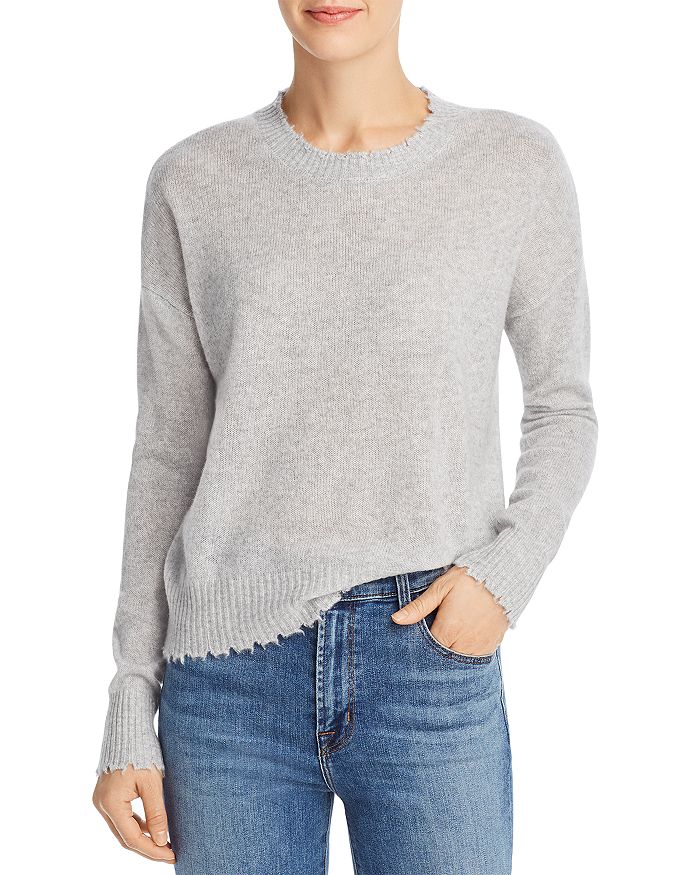 Minnie Rose Distressed Cashmere Crewneck Sweater Bloomingdale s