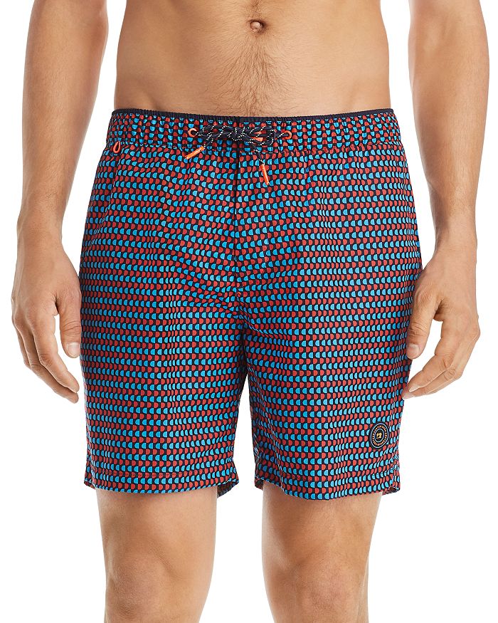 Scotch & Soda Classic Geometric-print Swim Shorts In Combo