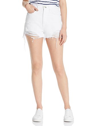 Rag Bone Maya High Rise Distressed Denim Shorts In White Tabby Bloomingdale S