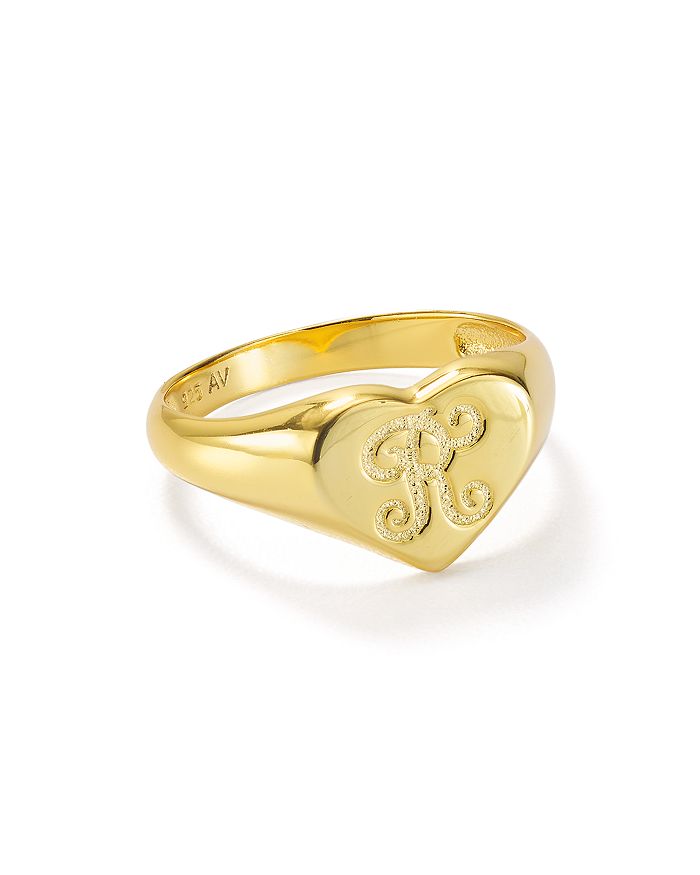 Argento Vivo Signet Ring In 18k Gold-plated Sterling Silver In R/gold