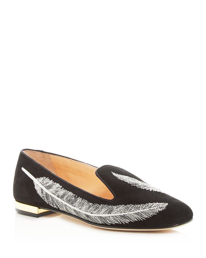 CHARLOTTE OLYMPIA WOMEN'S DARCY EMBROIDERED SLIP-ON FLATS,OLP197011A-01021