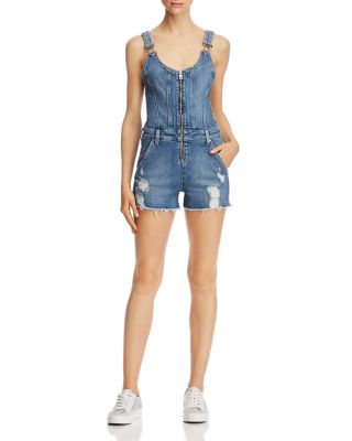 destroyed denim romper