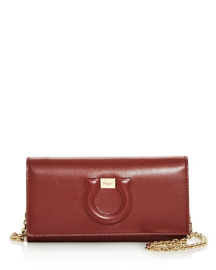 Salvatore Ferragamo Gancini City Mini Leather Crossbody In Dark Paprika