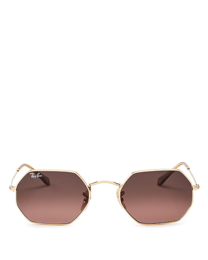 Ray Ban 53mm Rectangular Sunglasses - Gold/ Brown Gradient In Gold/brown Gray Gradient
