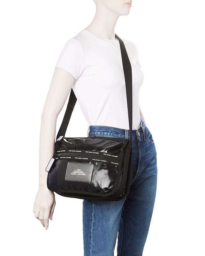 Marc Jacobs The Ripstop Messenger Bag In Black/Silver | ModeSens