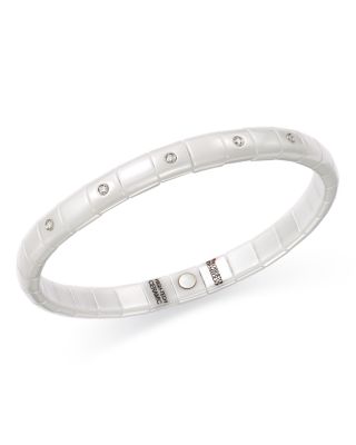 Roberto Demeglio - 18K White Gold & White Ceramic Pura Stretch Bracelet with Diamonds