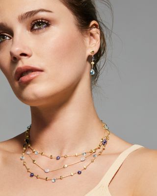 18K Yellow Gold Paradise Iolite & Blue Topaz Drop Earrings - Exclusive