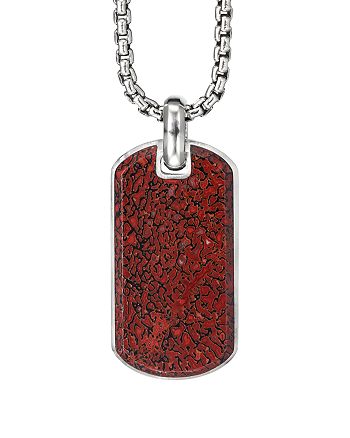 David Yurman - Sterling Silver Exotic Stone Streamline&reg; Tag with Red Agate