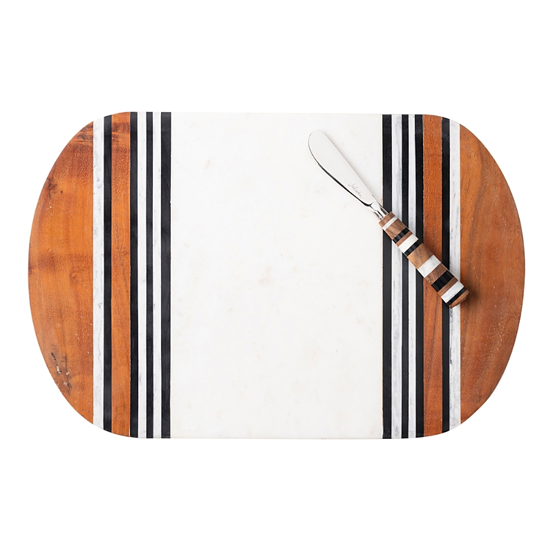 Juliska Stonewood Stripe 15" Serving Board With Spreader In Stripe