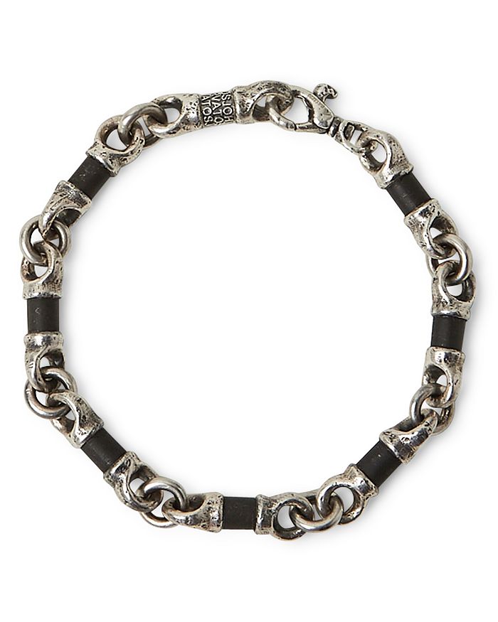 John Varvatos Sterling Silver Artisan Metals Obsidian Link Bracelet In Black/silver