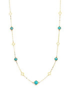 Bloomingdale's - Turquoise Long Clover Necklace in 14K Yellow Gold, 36" - 100% Exclusive