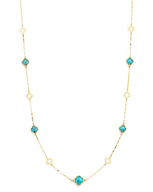 Bloomingdale's Turquoise Long Clover Necklace in 14K Yellow Gold, 36 - 100% Exclusive