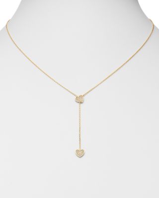 Diamond Heart Y Necklace in 14K Yellow Gold, 0.25 tcw 