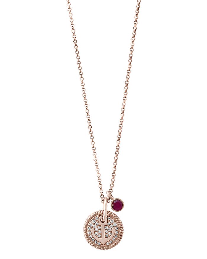 Bloomingdale's Ruby & Diamond Nautical Pendant Necklace In 14k Rose Gold, 18 - 100% Exclusive In Multi/rose Gold