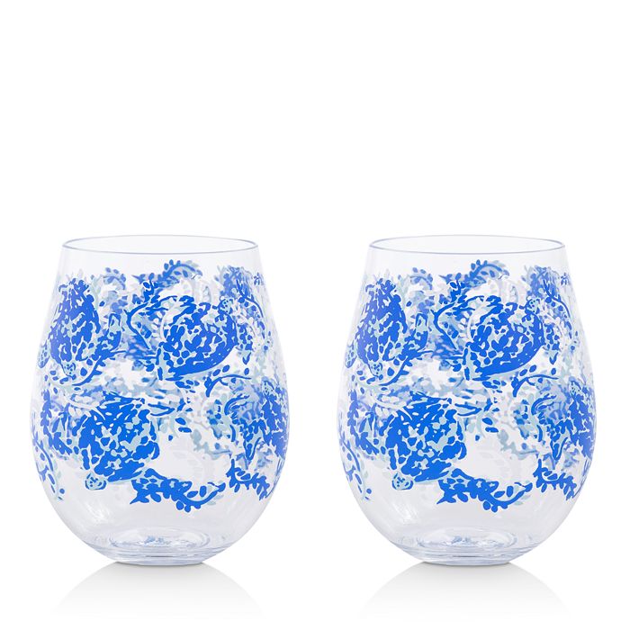 Lilly Pulitzer Turtley Awesome Acrylic Wine Glasses Set of 2