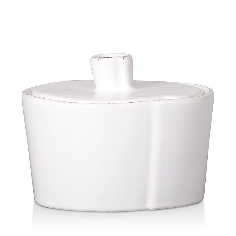 Vietri Lastra Sugar Bowl In White