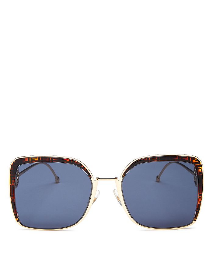 Fendi Women's Square Sunglasses, 58mm In Gold/blue