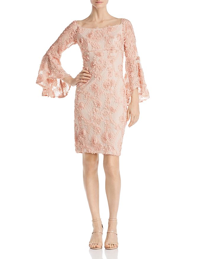 Avery G Floral Embellished Lace Dress In Blush