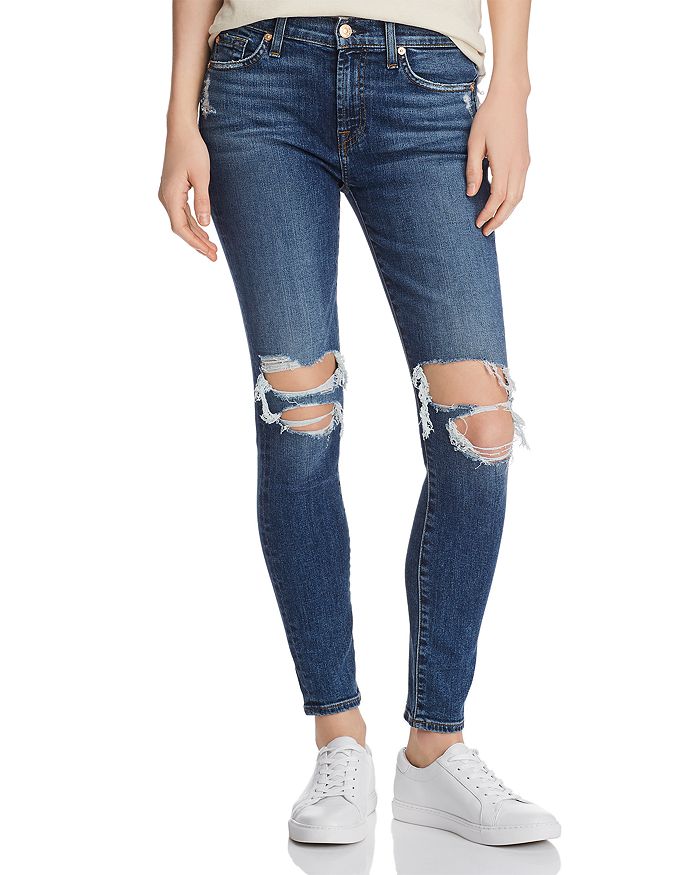 7 FOR ALL MANKIND 7 FOR ALL MANKIND ANKLE SKINNY JEANS IN BLUE MONDAY,AU809744A