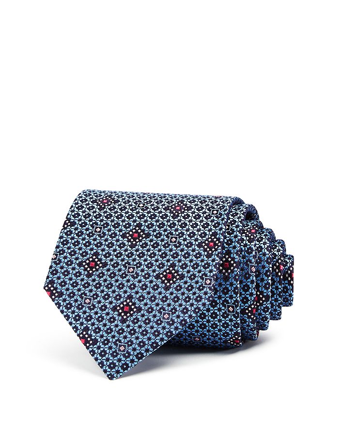 Ermenegildo Zegna Ermenegildo Zenga Textured Square Medallion Silk Classic Tie In Blue