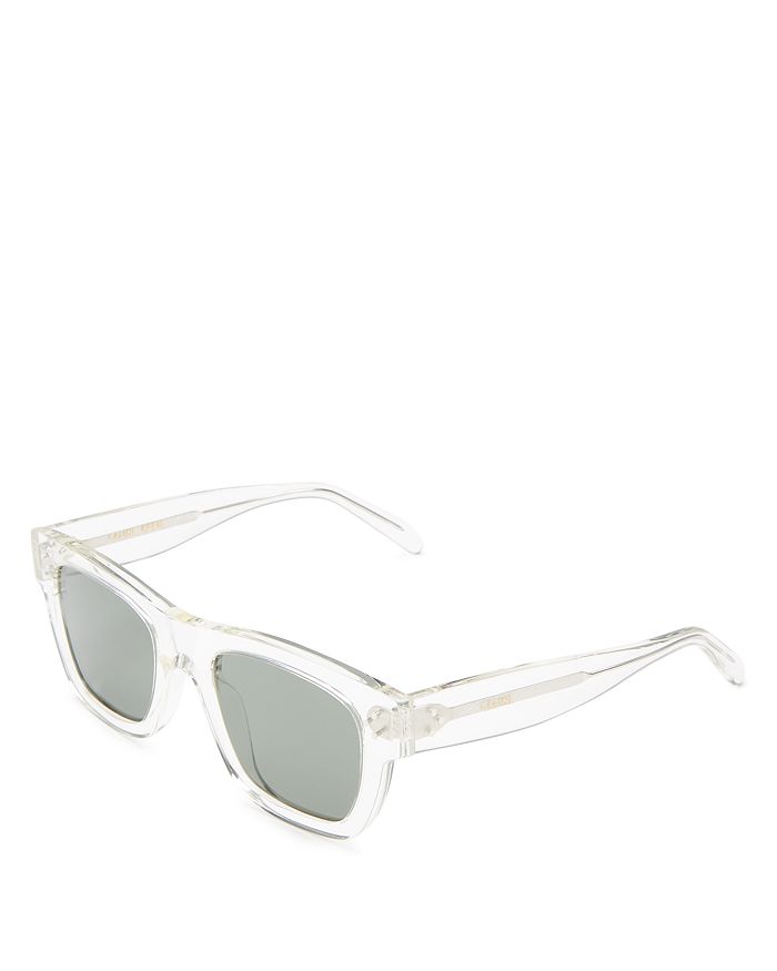 Celine Transparent Acetate Square Sunglasses In Crystal/ Green
