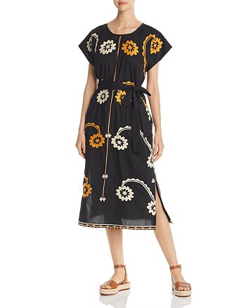 Tory Burch Embroidered Midi Dress | Bloomingdale's