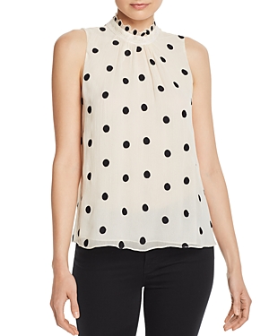 REBECCA TAYLOR EMBROIDERED POLKA-DOT TOP,419237T417