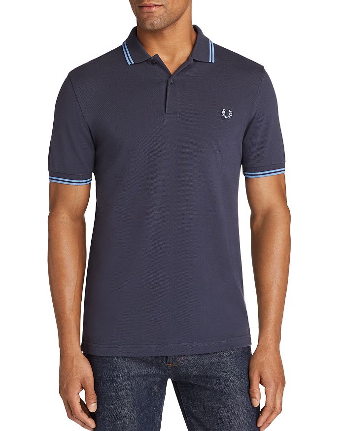 Fred Perry Twin Tipped Extra Slim Fit Pique Polo In Graphite