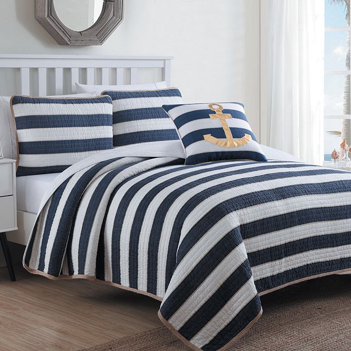 American Home Fashion Hampton 3-piece Quilt Set, King In Navy