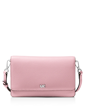 Michael Michael Kors Leather Smartphone Crossbody In Pale Lilac/silver