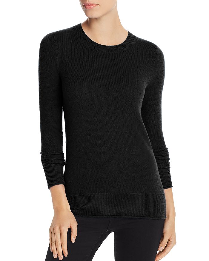 Aqua Cashmere Fitted Cashmere Crewneck Sweater - 100% Exclusive In Black