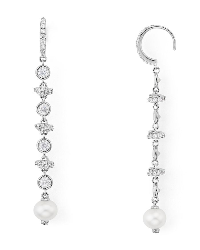 Nadri Sutton Pavé & Cultured Freshwater Pearl Linear Drop Earrings