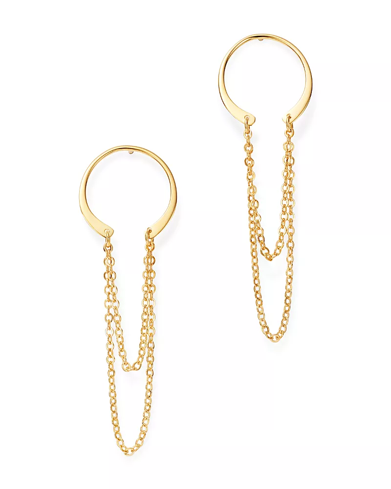 Moon & Meadow Horseshoe Chain Drop Earrings in 14K Yellow Gold - Exclusive