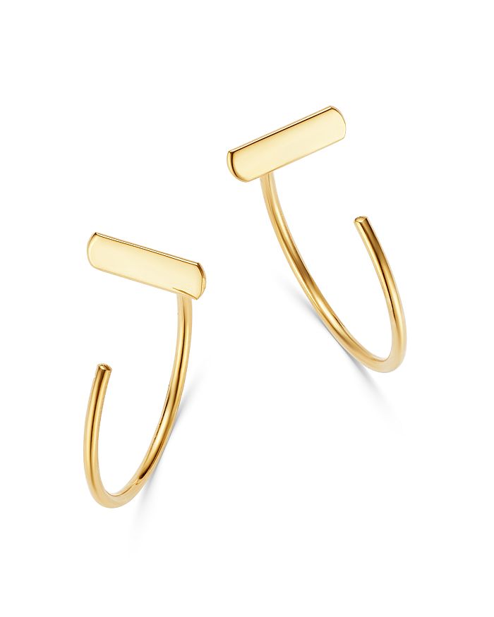 Moon & Meadow Bar Front-Back Hoop Earrings in 14K Yellow Gold - 100% ...