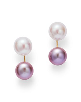 Bloomingdale's - Cultured Freshwater Pink Pearl Front-Back Earrings in 14K Yellow Gold - 100% Exclusive