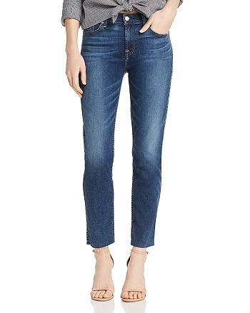 7 For All Mankind Roxanne Raw Hem Ankle Jeans in Medium Blue ...