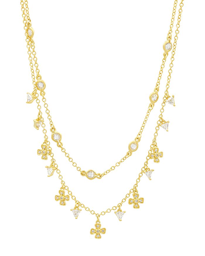 FREIDA ROTHMAN HARMONY DOUBLE STRAND SHORT NECKLACE IN 14K GOLD-PLATED STERLING SILVER, 15,HAYZN03-15E