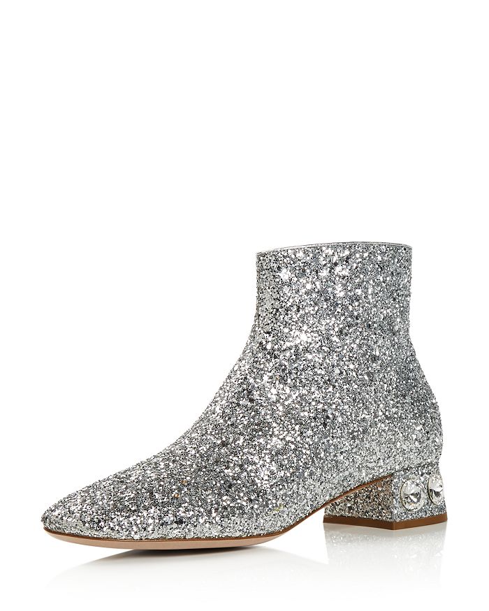 MIU MIU WOMEN'S ROCCHETTO CRYSTAL EMBELLISHED BOOTIES,5T652C--36BF--D03599