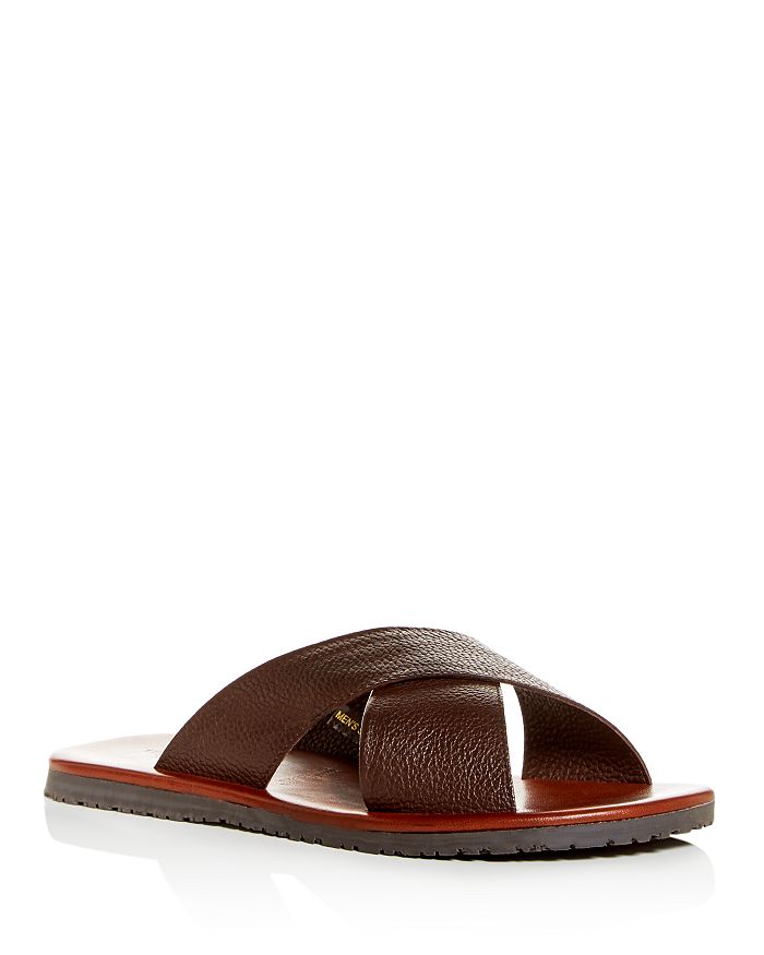 The Men's Store At Bloomingdale's Men's Leather Crisscross Slide Sandals - 100% Exclusive In Brown