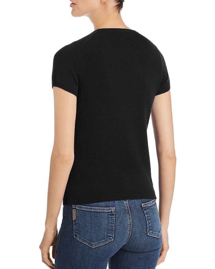 Shop C By Bloomingdale's Short-sleeve Cashmere Sweater - 100% Exclusive In Black