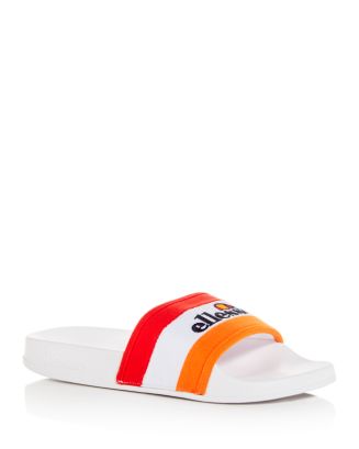 Ellesse Borgaro Beach Pool Men Slide Terry Toweling Sandals in Red Blue & Orange 